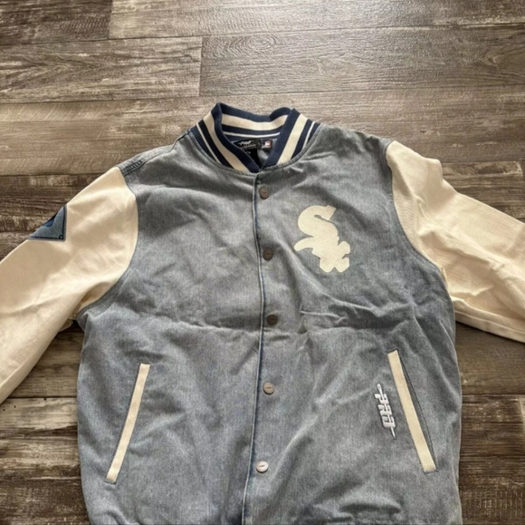 Denim white sox varsity jacket - Picture 2 of 3